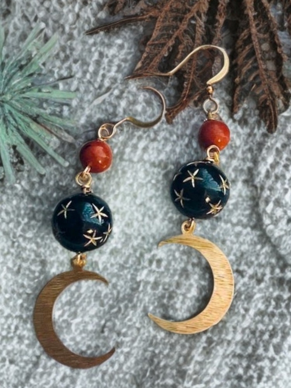 ANTHROPOLOGIE STAR MOON BEADED EARRINGS